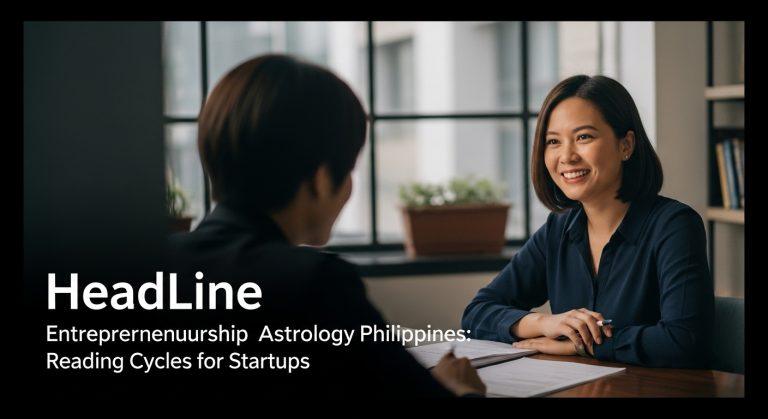 Philippine startup team planning in a co-working space with astrology symbols