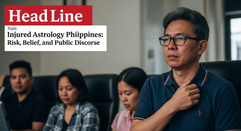Philippines newsroom editorial desk with astrology charts and screens