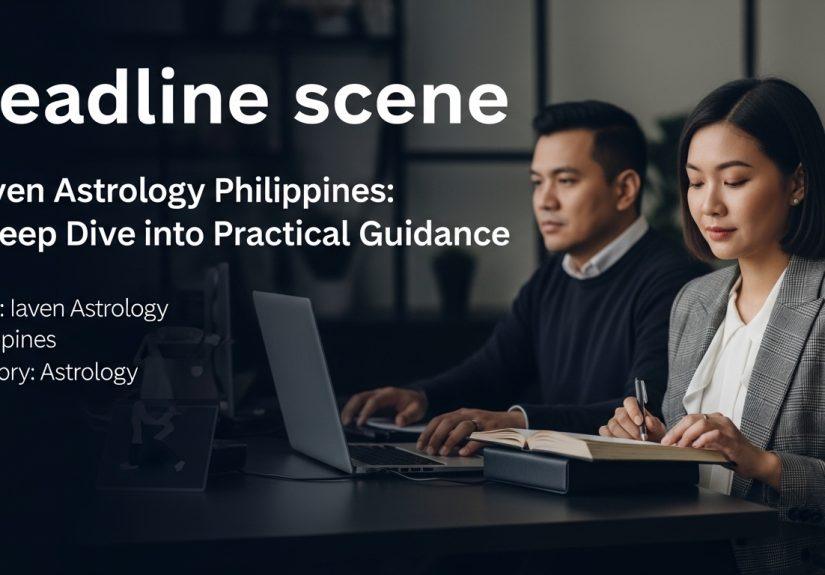 Astrology planning in the Philippines with chart reading and urban backdrop.