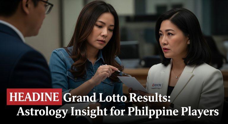 Chart of celestial symbols overlaid with a Philippines lottery ticket