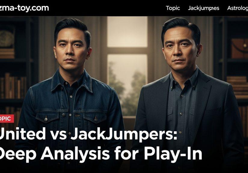 Illustration of United vs JackJumpers with celestial accents, suggesting astrology-informed sports analysis