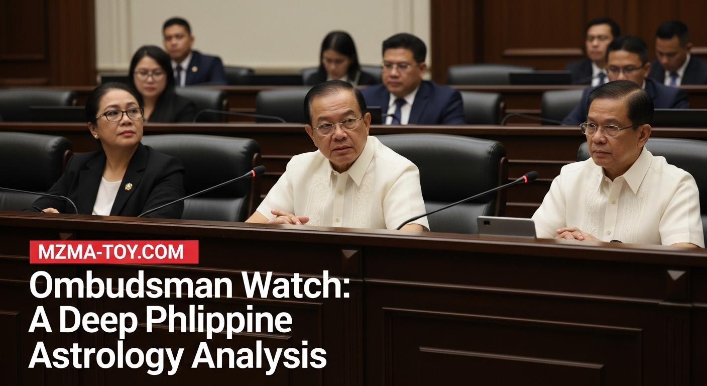 Astrology-informed newsroom image showing scales of justice and a star chart over the Philippines