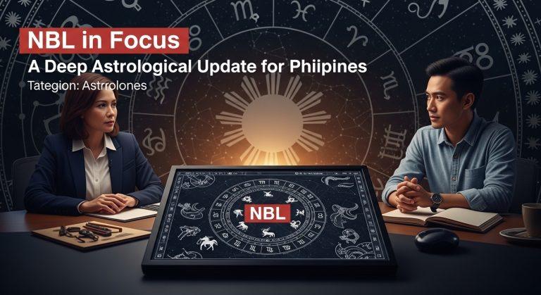 Celestial astrology chart with NBL highlighted, Philippines-themed background