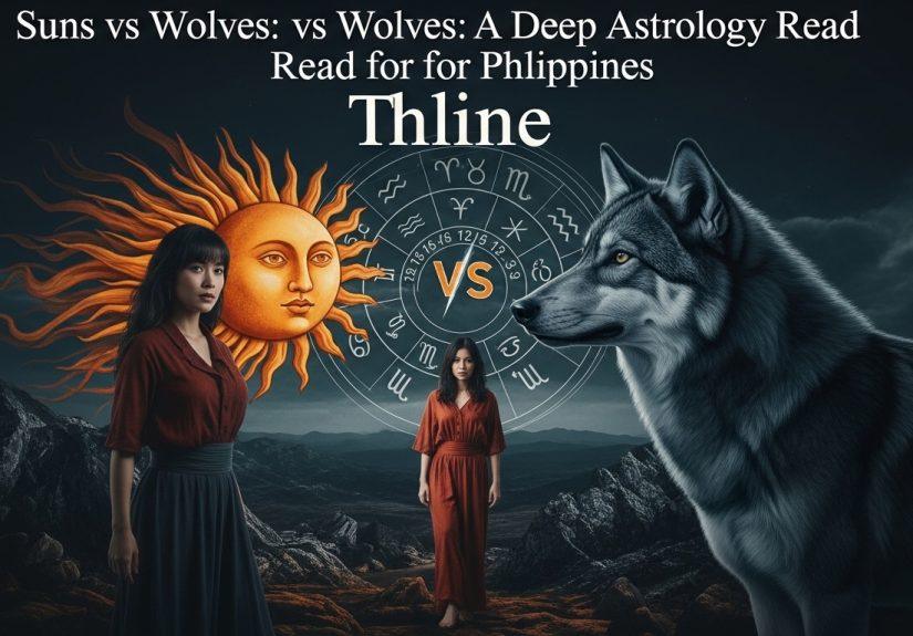 Suns vs wolves celestial illustration for astrology article.